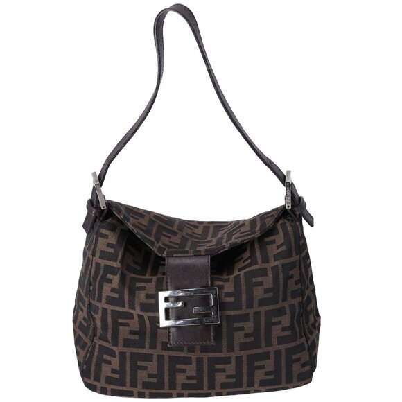FENDI Zucca Handbag Dark Brown Brown Jacquard Leather - Picture 1 of 7